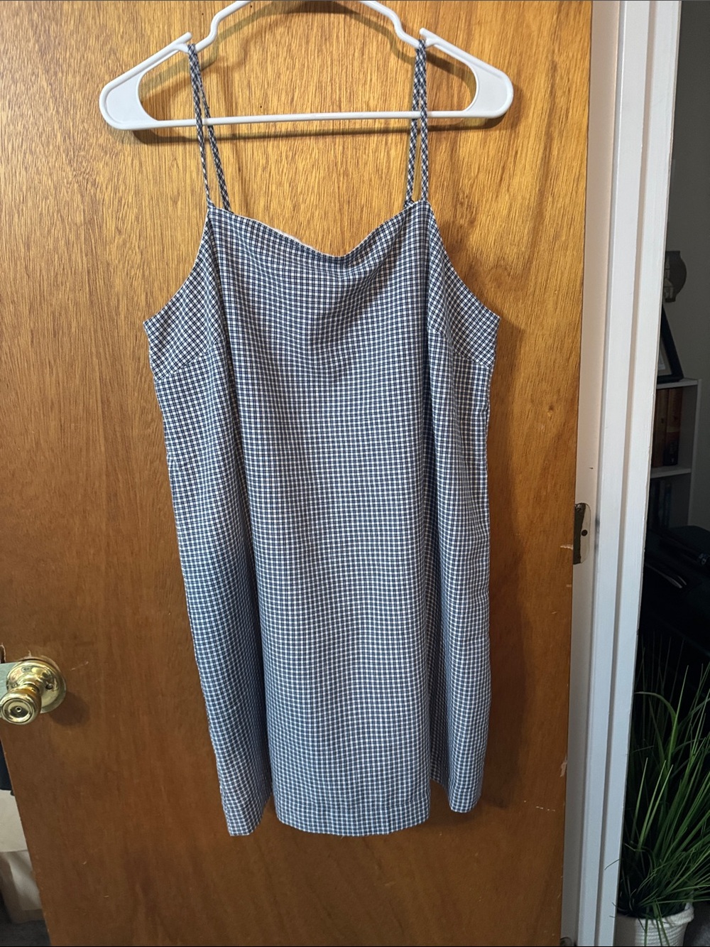 Old Navy Blue and White Gingham Slip Dress
